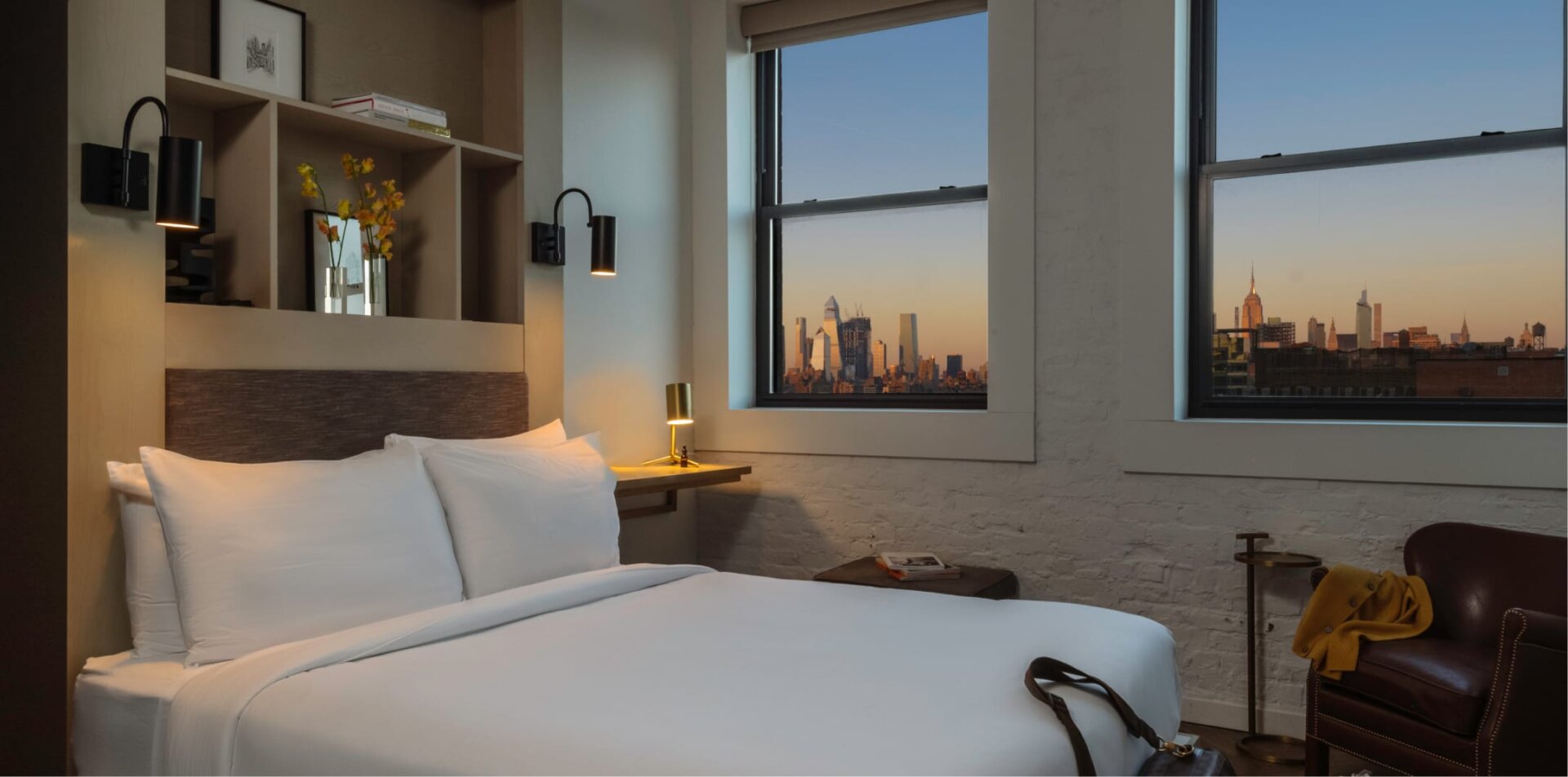 hotel room with city view at walker hotel in manhattan ny